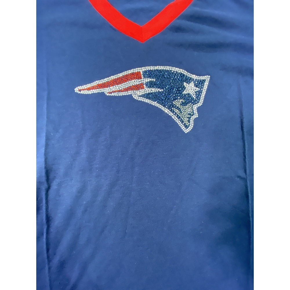 New England Patriots T-Shirt Womens M Blue Football NFL Team Apparel Sparkle - Picture 9 of 12